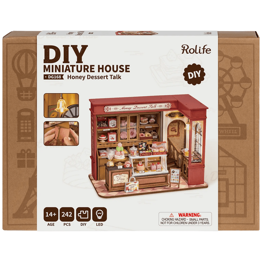 Rolife DG168 Holzbausatz Café mit Donuts, Kuchen und Vitrine
