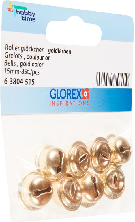 Rollenglöckchen gold 15 mm 8 Stück Glöckchen - Idena