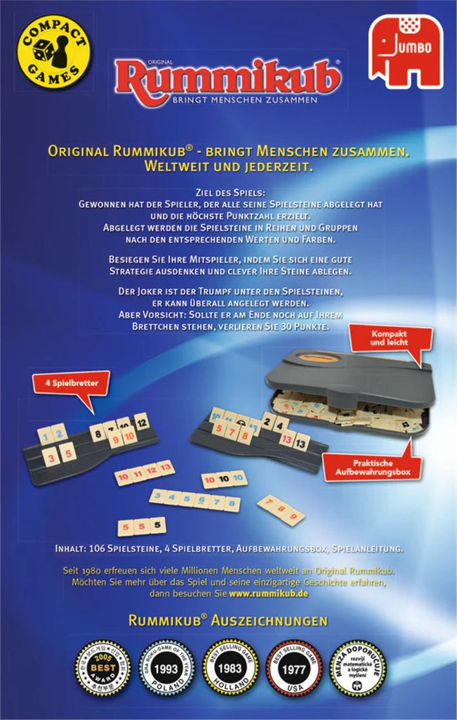 Original Rummikub Kompaktspiel – Reiseversion ab 7 Jahren
