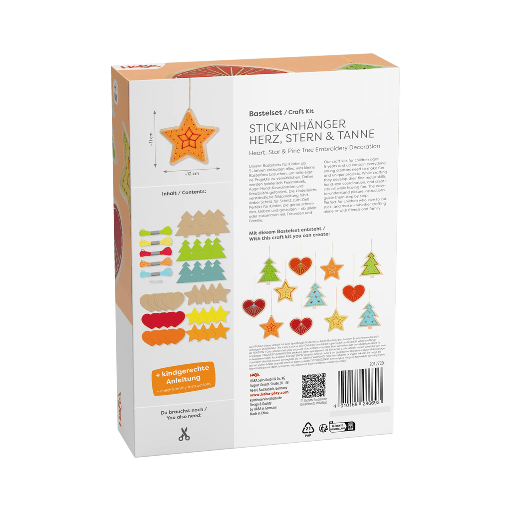 HABA Bastelset Stickanhänger Holz Filz Weihnachten ab 5

