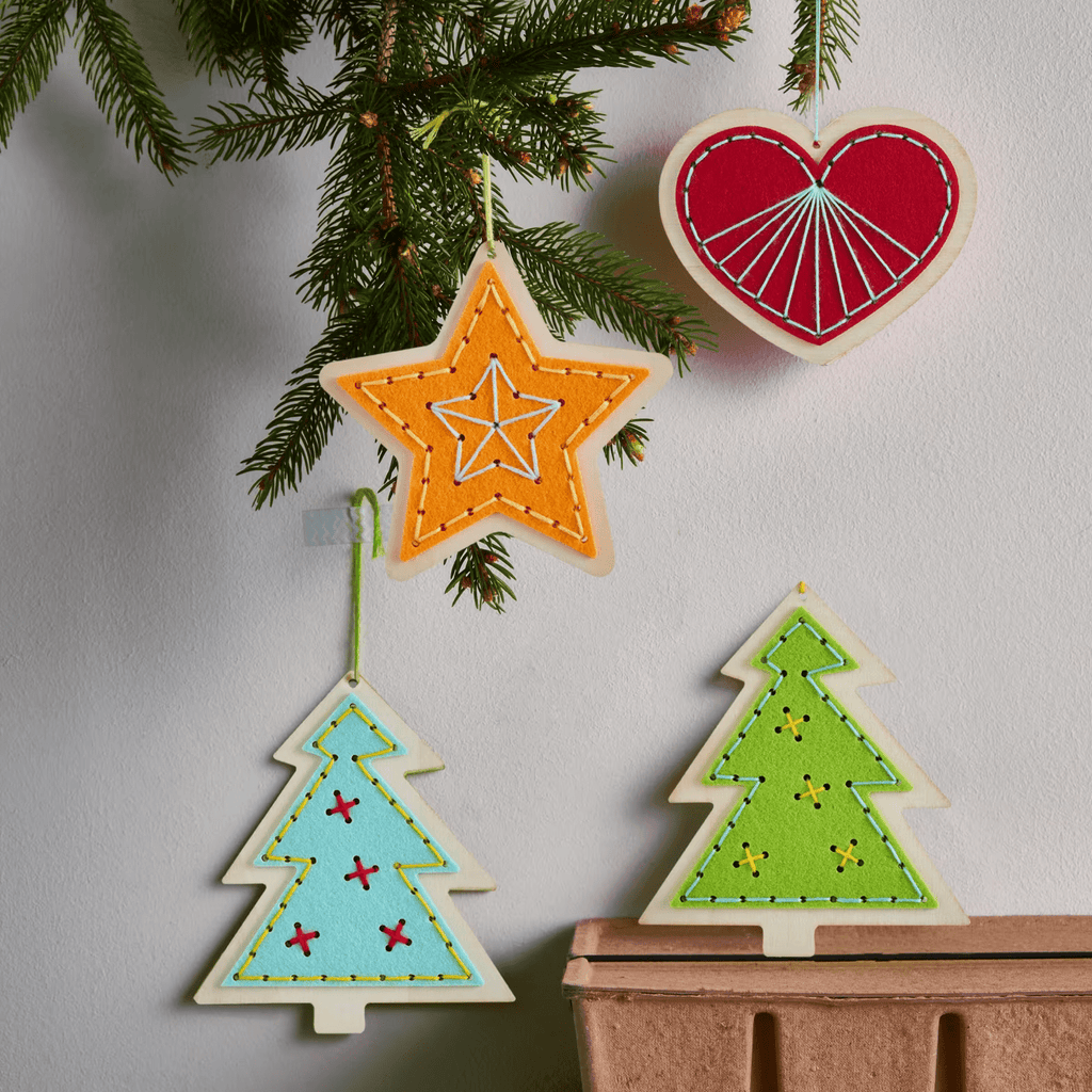 Weihnachtsanhänger sticken HABA Herz Stern Tanne ab 5 Jahre
