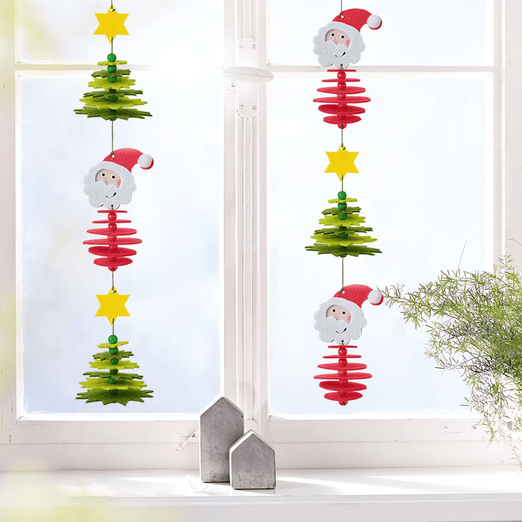 Fertige Weihnachtsmann-Filzgirlande mit Sternen als festliche Weihnachtsdeko