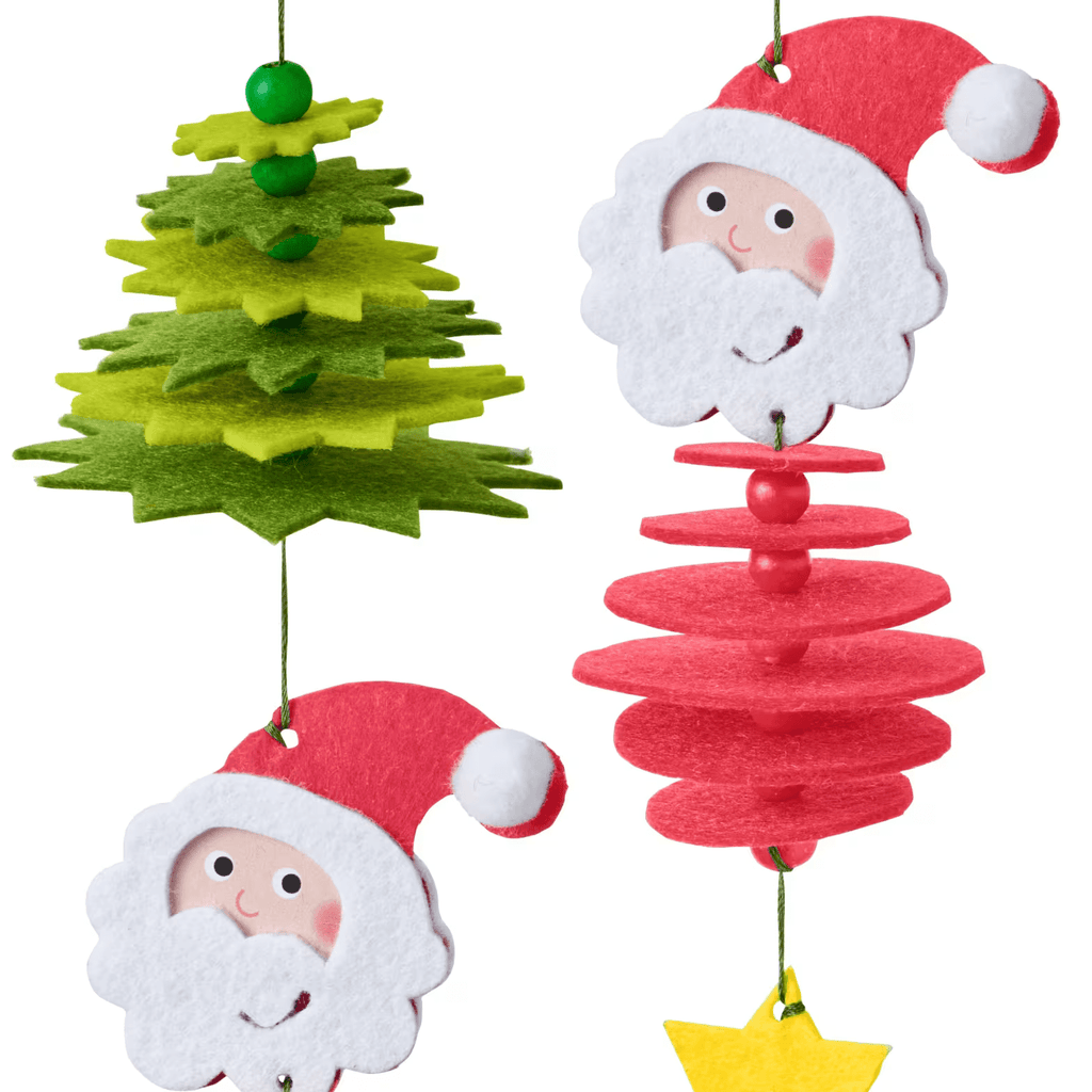 Weihnachtsmänner aus Filz mit Sternen als Einzelanhänger oder Girlandenschmuck
