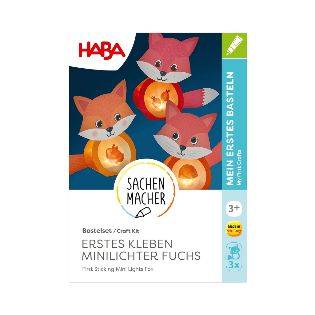Herbstdeko basteln – HABA Klebeset Minilichter Füchse ab 3
