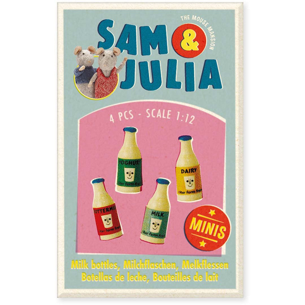 Sam & Julia Miniaturset - Minis: Milchflaschen (4er) - The Mouse Mansion Company BV