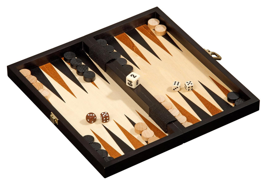 Reise-Schach Backgammon Dame Set mit Holzbrett, Figuren & Spielsteinen