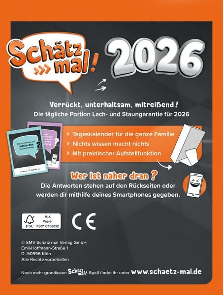 Schätz mal! Abreißkalender 2026 aufgestellt im Büro

