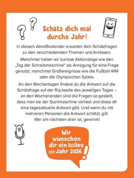 Familienkalender mit Lach- und Staungarantie, Schätzfragen für jeden Tag

