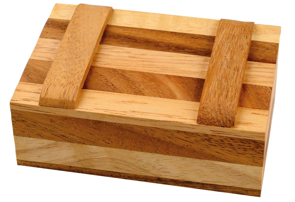 Philos Schatzkiste aus Holz, Knobelspiel mit Geheimfach zum Öffnen