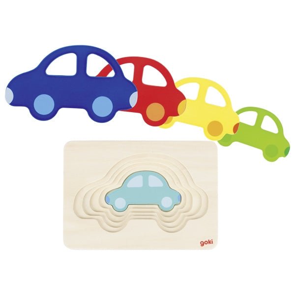 Goki Schichtenpuzzle Auto aus Holz ab 2 Jahren