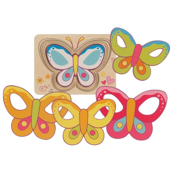 Goki Schichtenpuzzle Schmetterling Holz ab 2 Jahren