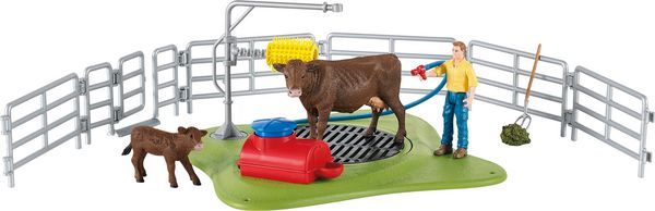 Schleich - Farm World, Kuh Waschstation, Spielset - Schleich