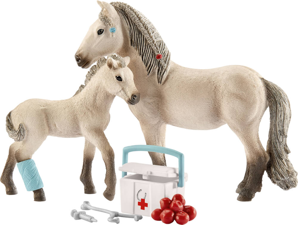 Schleich Horse Club - Hannahs Erste - Hilfe - Set mit Isländer Stute und Fohlen - Schleich