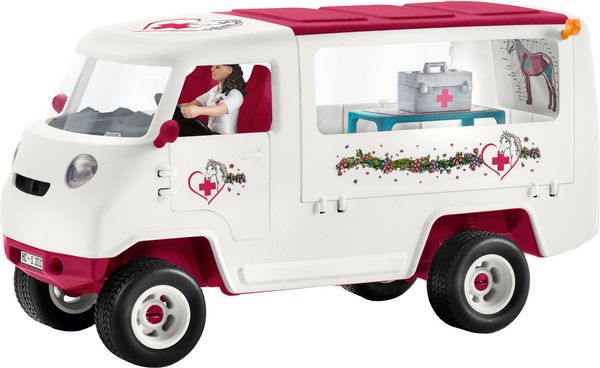 Schleich - Horse Club, Mobile Tierärztin mit Hannoveraner - Fohlen, Tierarztmobil mit Zubehör, Spielset - Schleich