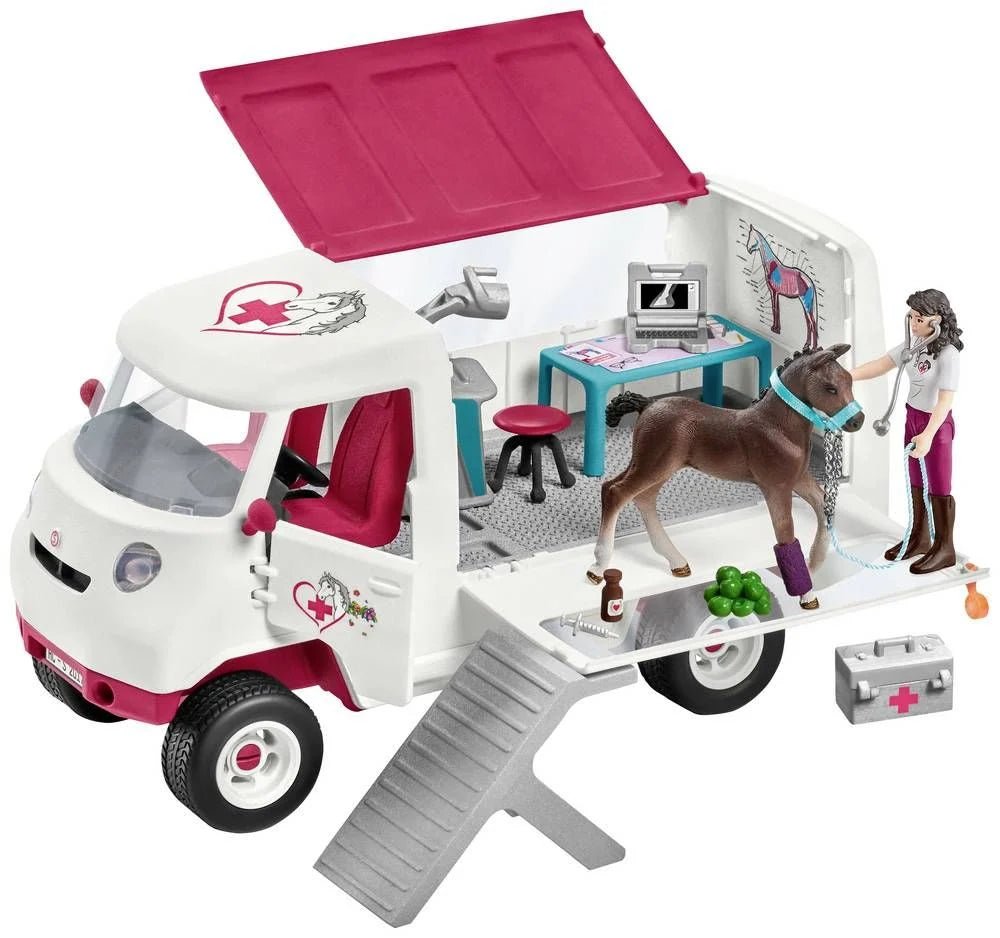 Schleich - Horse Club, Mobile Tierärztin mit Hannoveraner - Fohlen, Tierarztmobil mit Zubehör, Spielset - Schleich