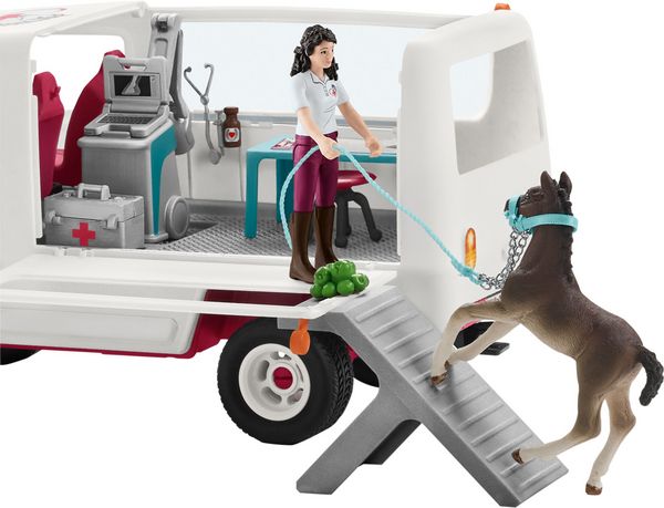 Schleich - Horse Club, Mobile Tierärztin mit Hannoveraner - Fohlen, Tierarztmobil mit Zubehör, Spielset - Schleich