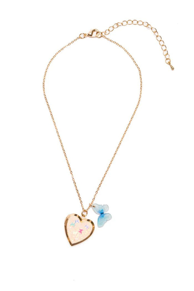 Schmetterlings-Herz-Medaillon-Halskette Kinder Schmuck ab 3 Jahren