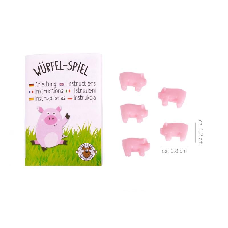 Schweinchen Würfelspiel 5er-Set mit Anleitung in Box