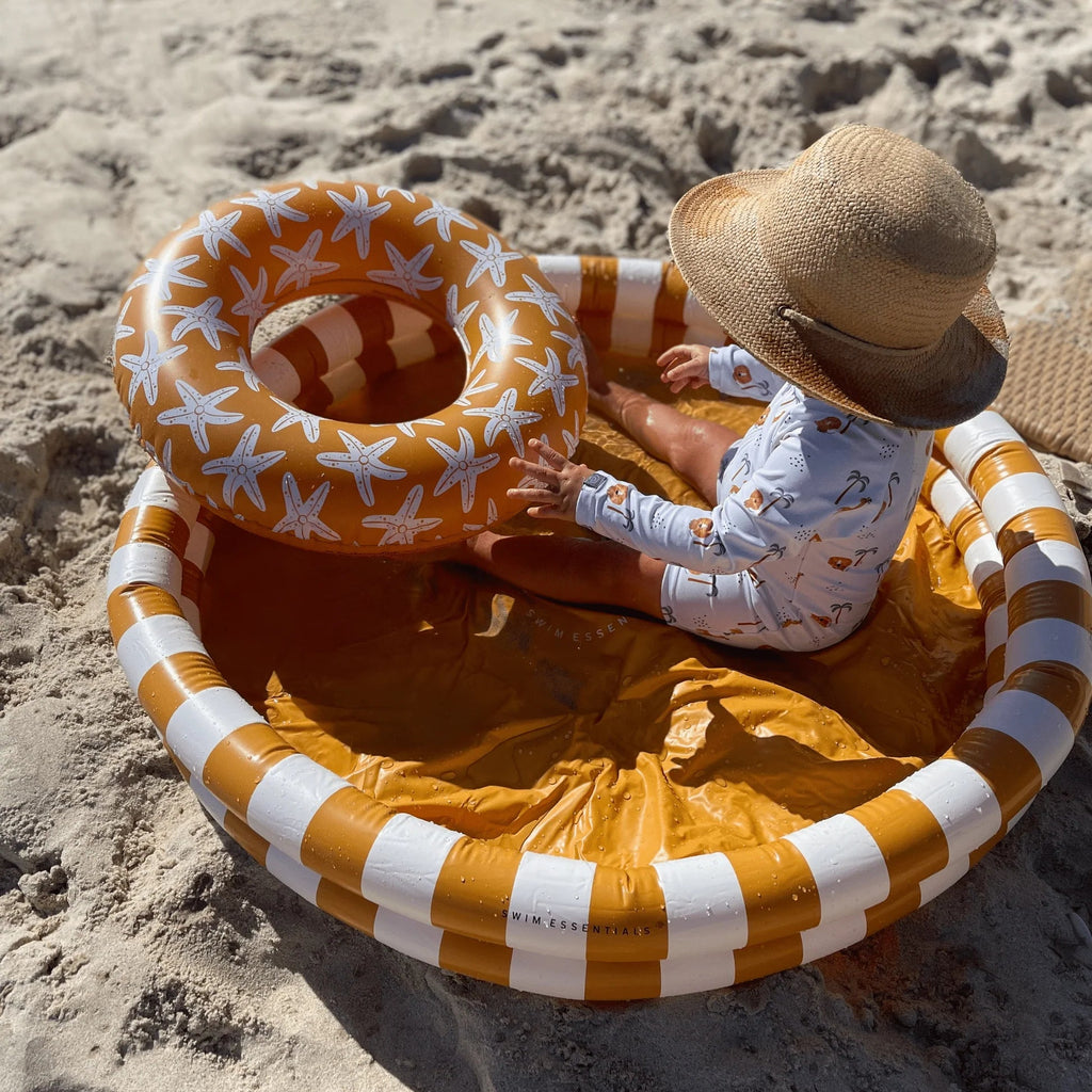 Aufblasbarer Schwimmring Orange/Weiß mit 1 Luftkammer