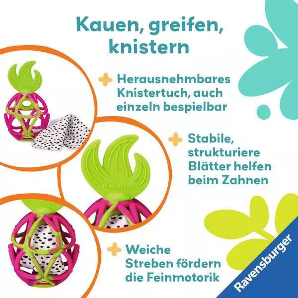 Play+ Baby Greifball aus Silikon mit Knistertuch und Zahnungshilfe