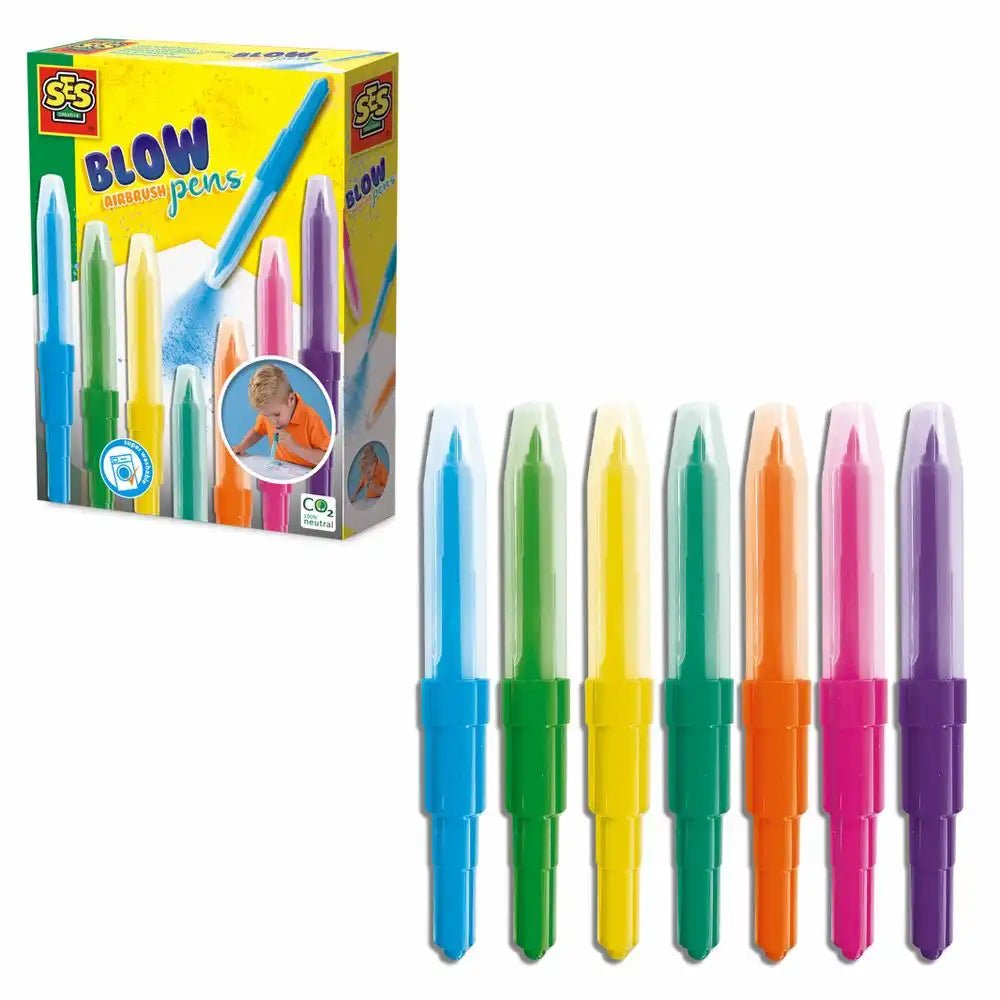 SES CREATIVE Airbrush Pens Blow 7 Farben Kinder