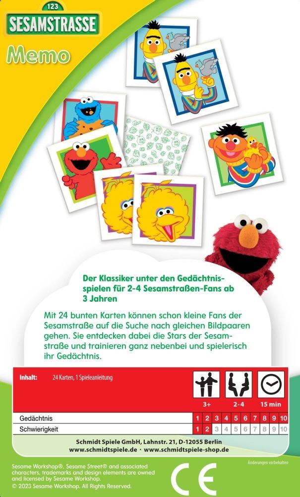 Sesamstraße Memo Reisespiel ab 3 Jahren in Metalldose mit Elmo & Co.
