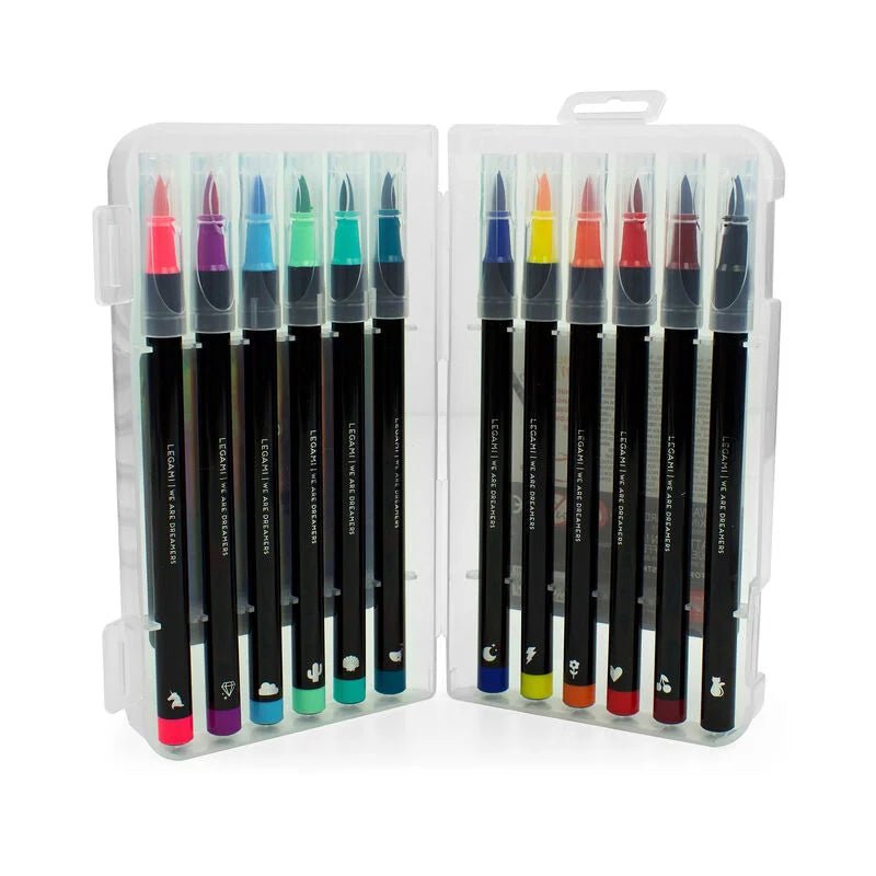 Set mit 12 Filzstiften mit Pinselspitze - Brush Markers - Legami