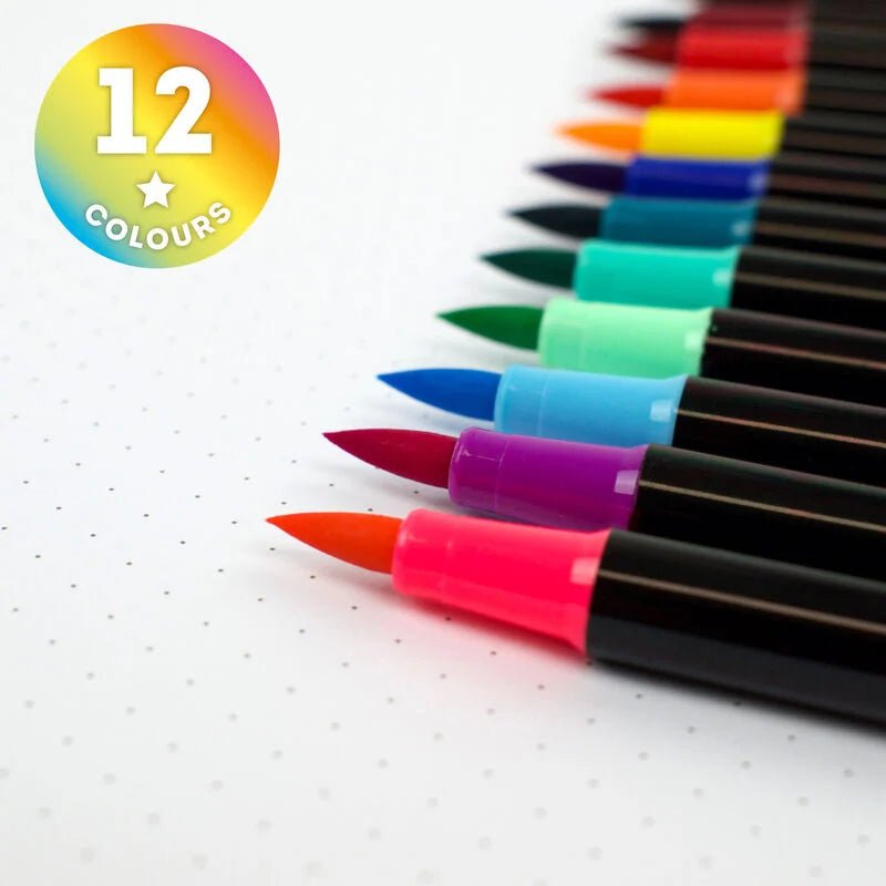 Set mit 12 Filzstiften mit Pinselspitze - Brush Markers - Legami