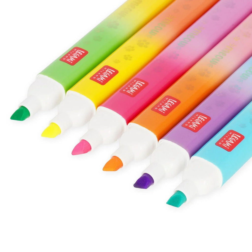 Pastell‑Neon Textmarker Meow mit Katzenpfoten‑Kappe
