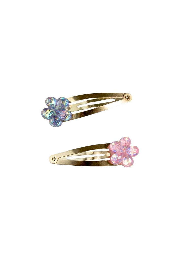 Kinder Haarspangen Blumen pink lila glitzernd ab 3 Jahren