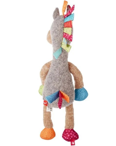 Detailaufnahme der bunten Mähne und farbigen Hufe – Sigikid Kuscheltier
