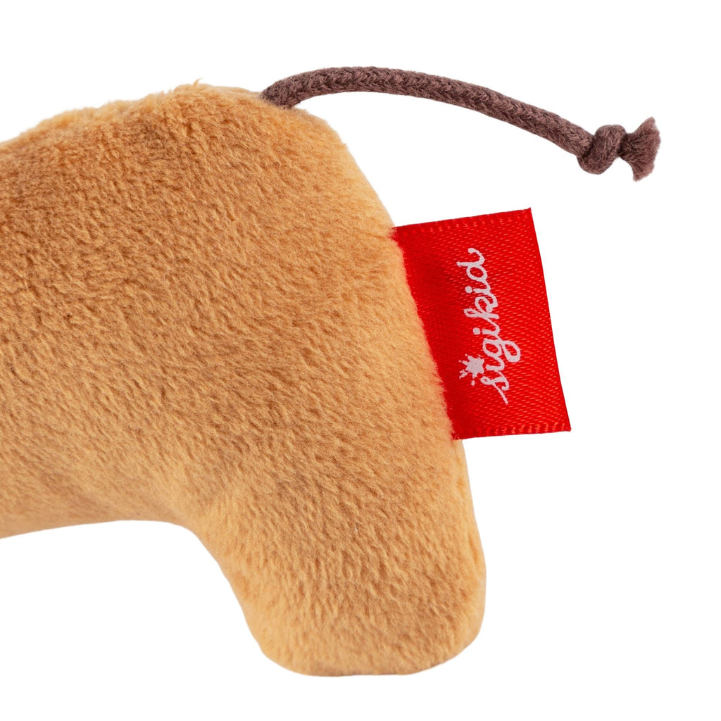 Greifling Hund Dackel mit Rassel & Schlaufe – Babyspielzeug ab 3 Monaten