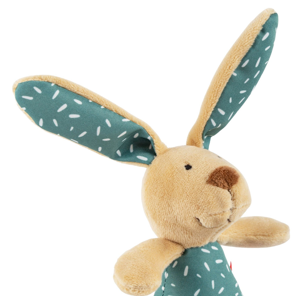 Greifling Hase Grün mit Rassel – Babyspielzeug ab 3 Monaten
