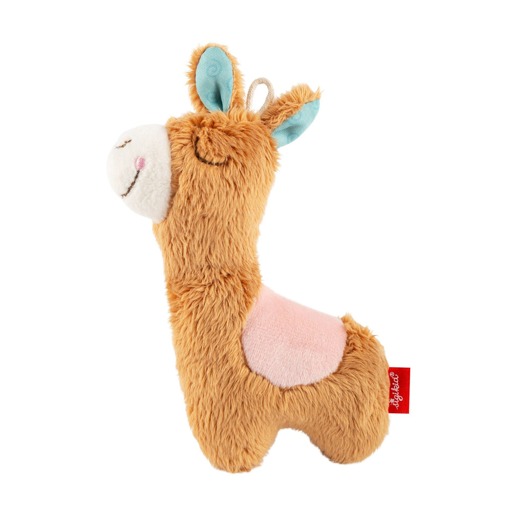 Greifling Lama Red Stars mit Rassel & Aufhängeschlaufe ab 3 Monaten