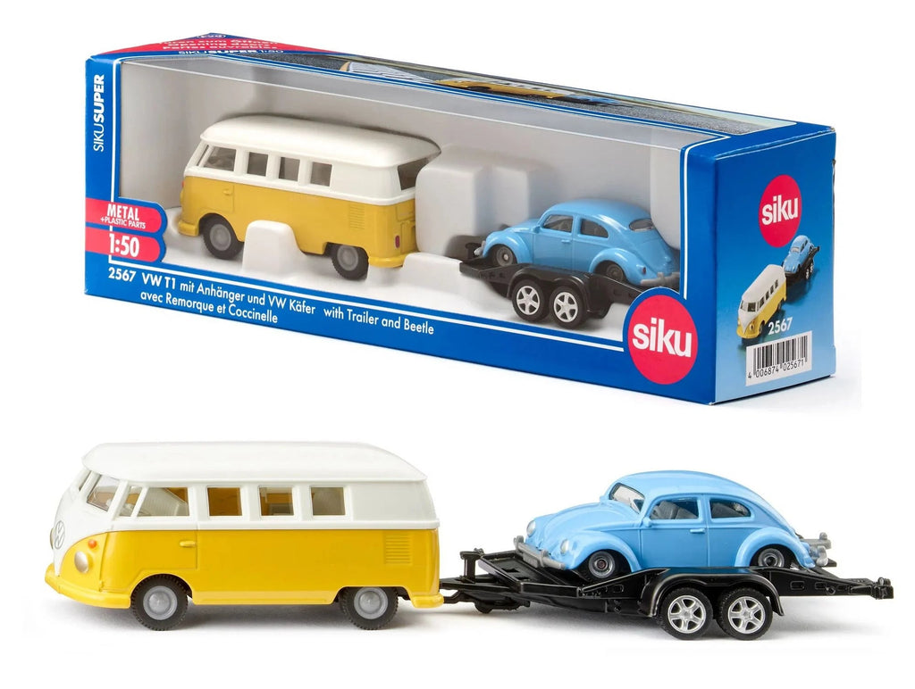 SIKU 2567 - VW T1 mit Anhänger und VW Käfer, SIKU SUPER Modellautos Siku RATZEKATZ SPIELZEUGLAND