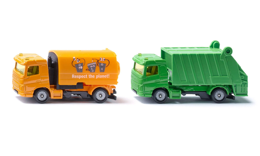 SIKU Kommunalset mit Müllwagen und Kehrmaschine
