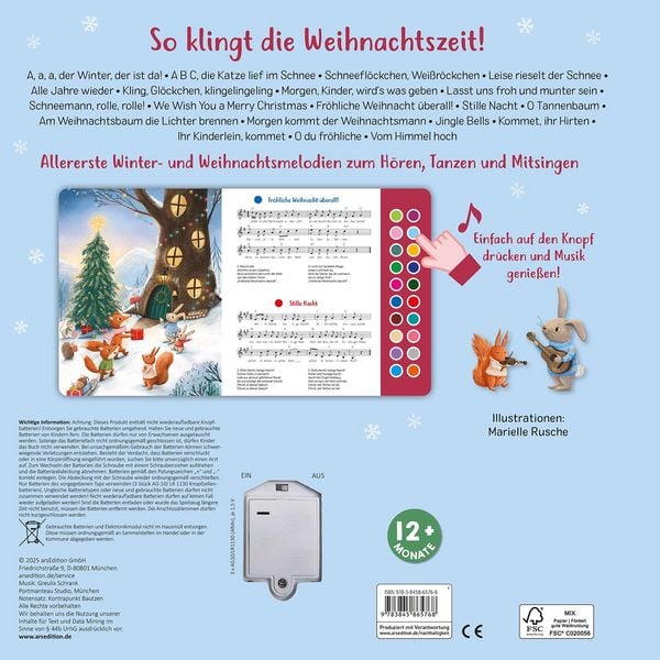 Musikalisches Weihnachtsbuch mit 20 Liedern und Soundchips
