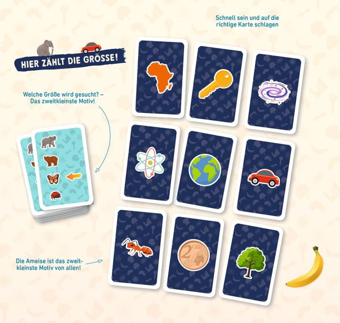 Reaktionsspiel Size Matters Kartenspiel für Familien ab 6