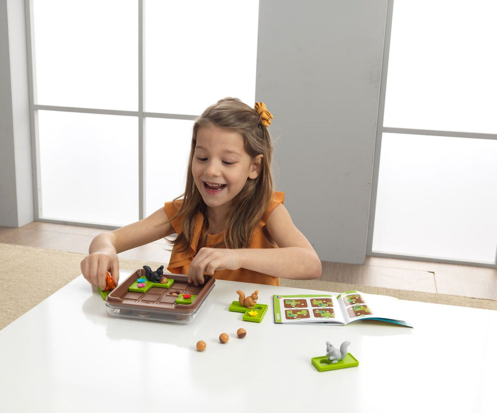Logikspiel ab 6 Jahren mit Tieren – Eichhörnchen & Nüsse clever platzieren