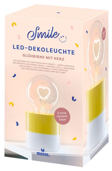 Smile LED - Dekoleuchte Glühbirne mit Herz - Moses