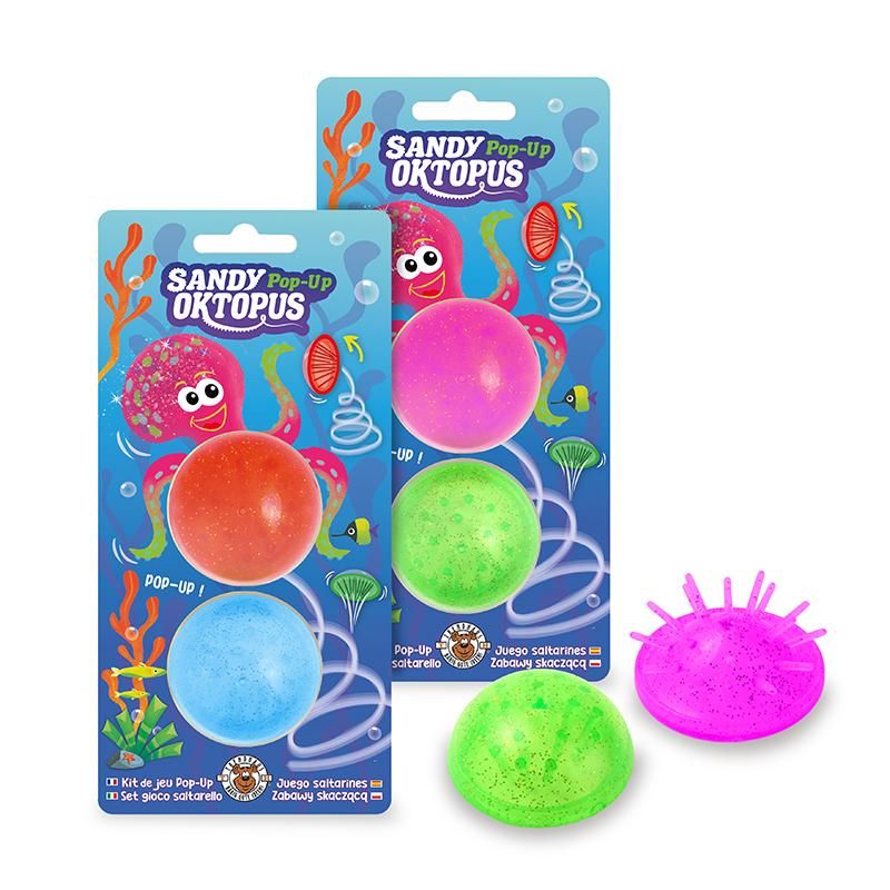 Pop-Up-Spiel Glitzer 2er-Set in Blau/Pink und Rot/Grün springt hoch