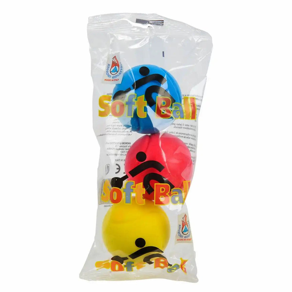 Softball bunt Ø 7 cm rot grün blau 3er Set Indoor Spielzeug