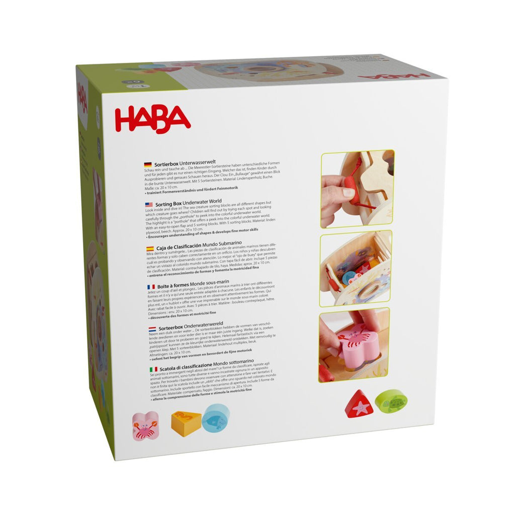 HABA Sortierbox Unterwasserwelt mit Guckloch & Holzformen für Kleinkinder