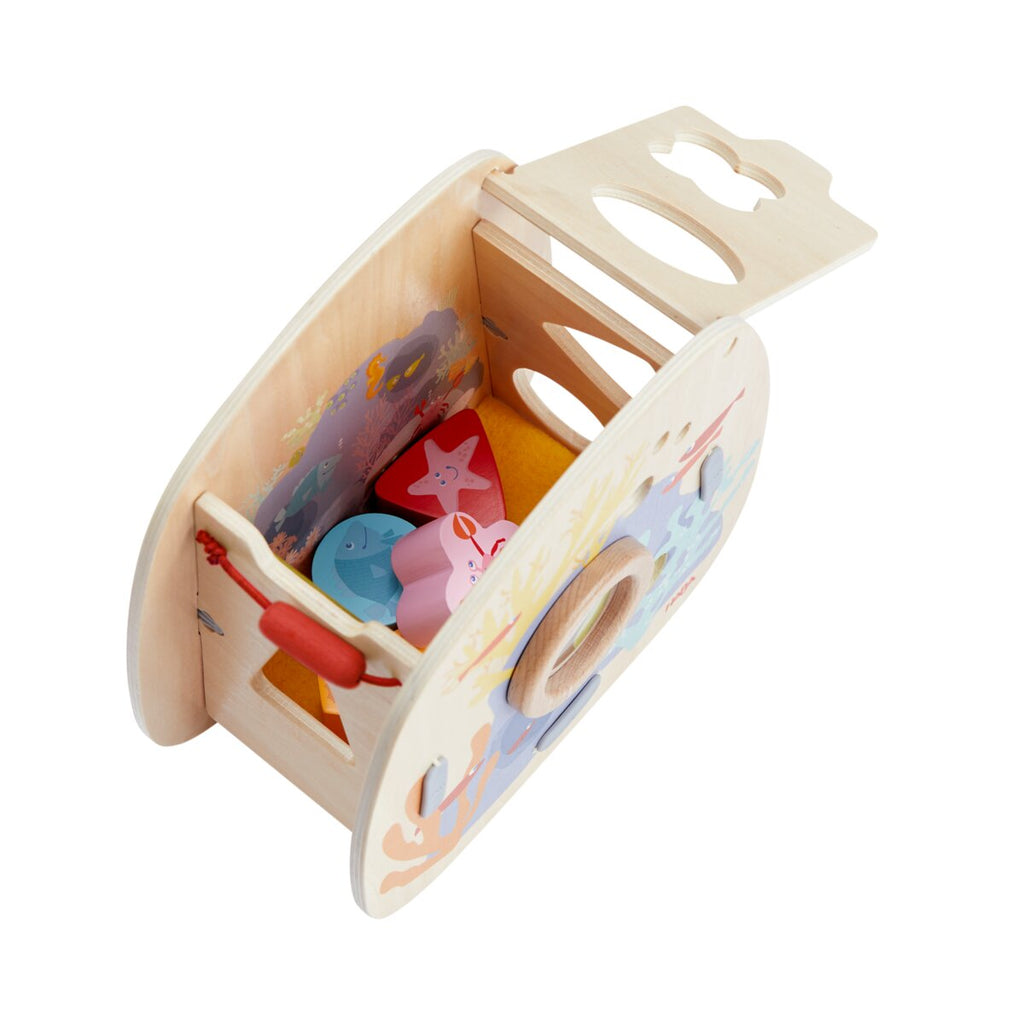 HABA Sortierbox Unterwasserwelt mit Guckloch & Holzformen für Kleinkinder