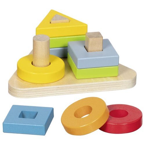 Stapelspiel aus Holz mit Dreieck, Kreis und Quadrat
