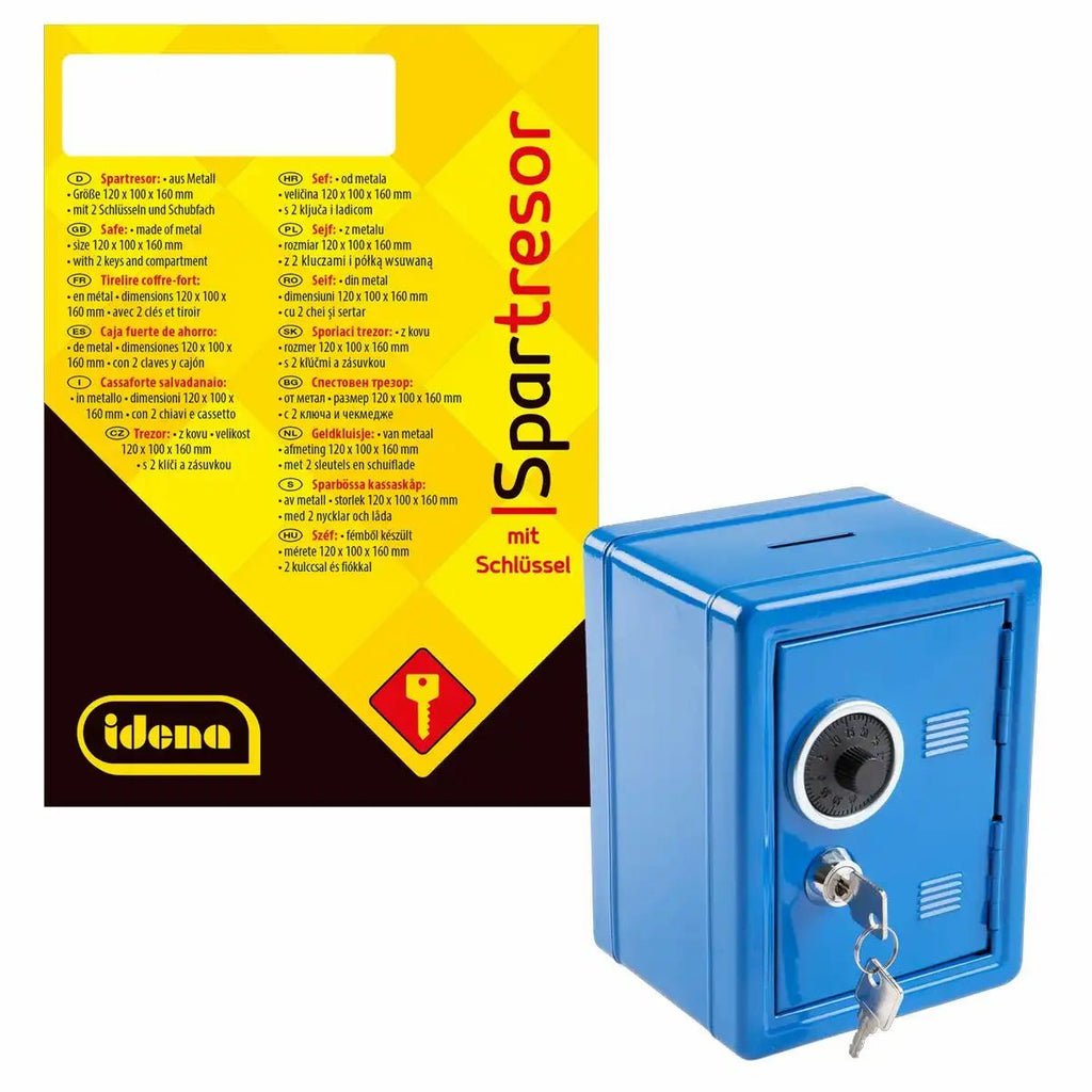 Idena Spartresor Metall blau 12x10x16 cm Spardose ab 3 Jahren