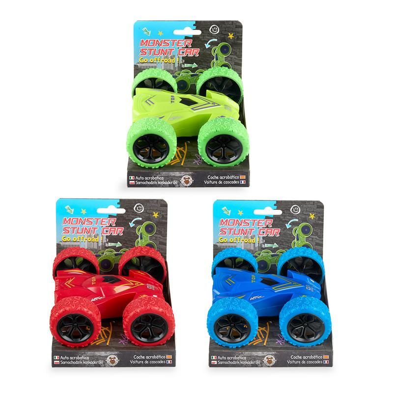 Monster Stunt-Car in Blau, Rot und Grün
