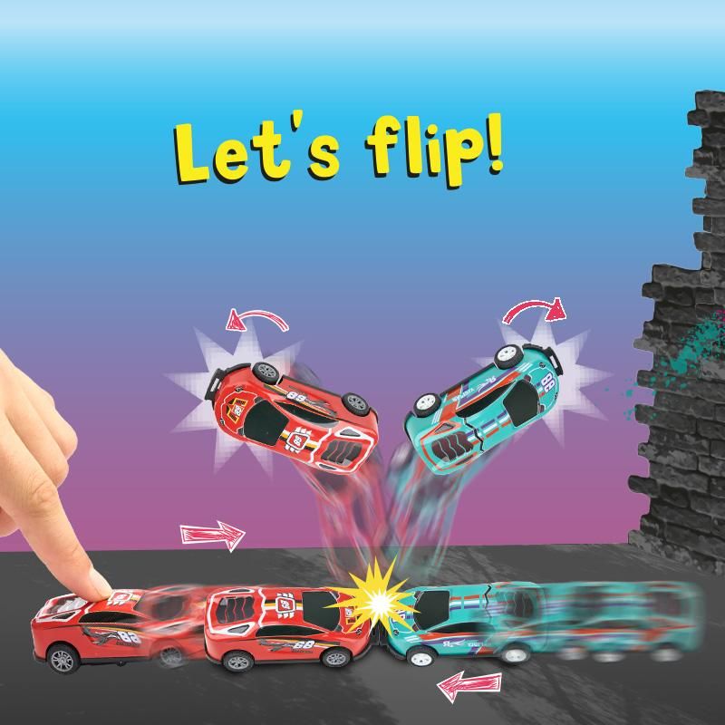 Stunt Car 2er Pack mit starkem Rückzug Motor und Backflip Stunts, kleine Flitzer für actionreiche Spielideen
