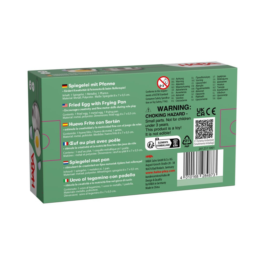 Spiegelei Spielset für kreative Kinderküche ab 3 Jahren Rückansicht