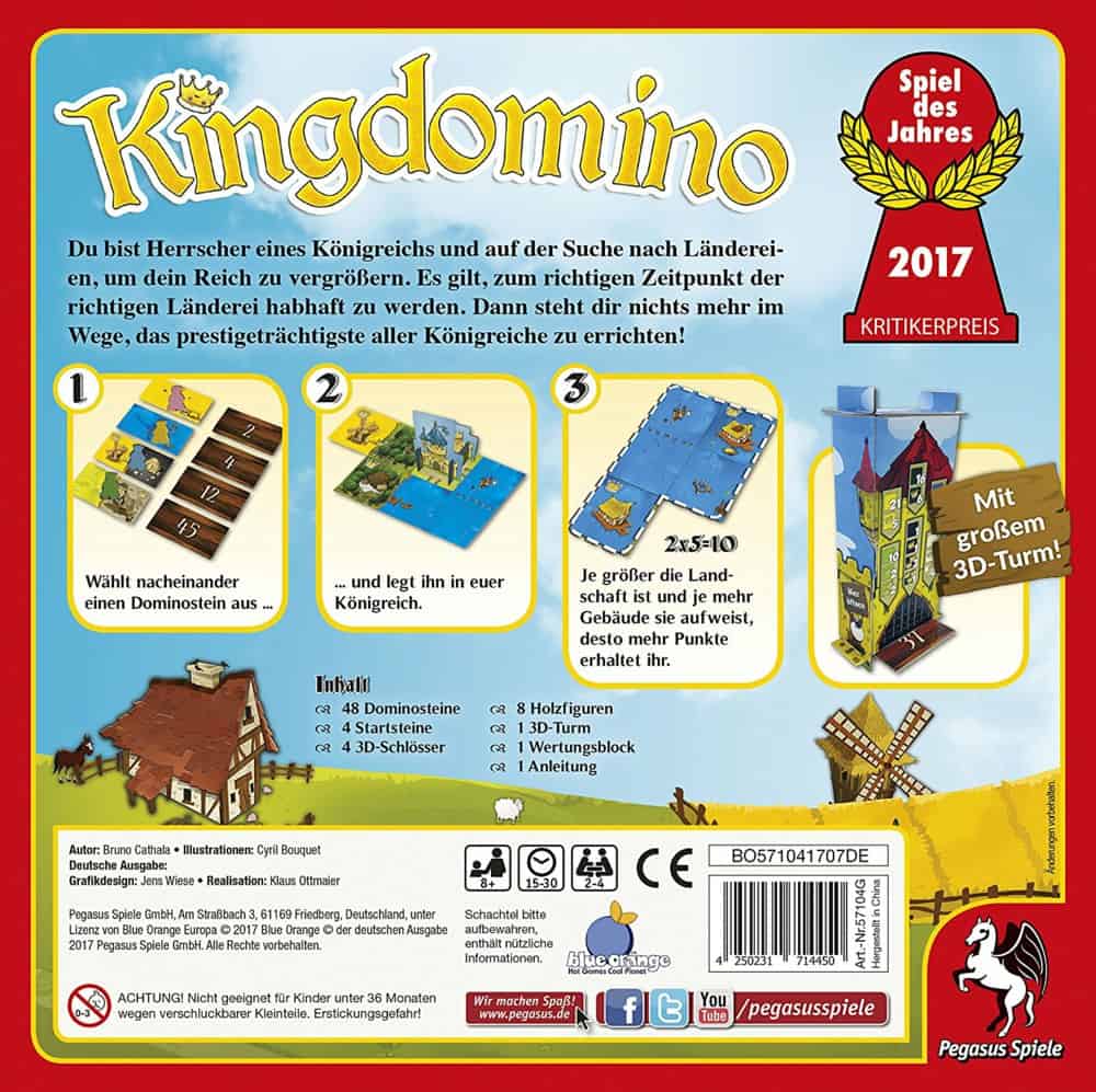 Spiel des Jahres 2017 - Kingdomino - Pegasus Spiele